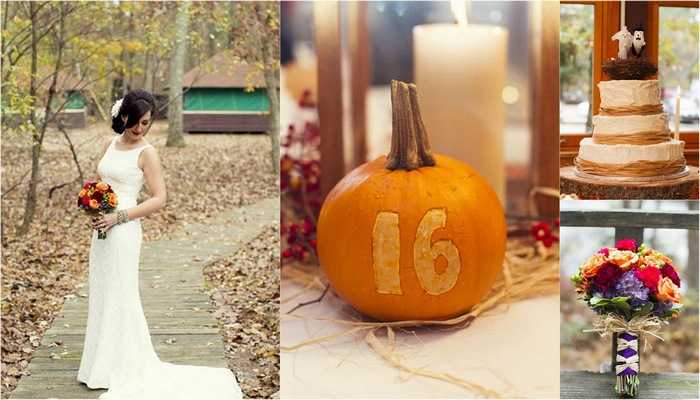 Rustic Green Orange and Ivory Autumn Wedding