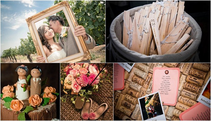 Pink & Peach Summer Vineyard Vintage Wedding