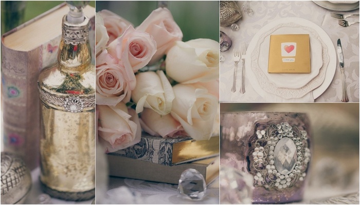 Metallic & Blush Vintage Tablescape Wedding Inspiration