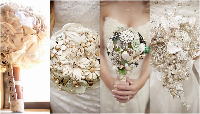 Trendy Tuesday: Button, Brooch & Fabric Bouquets