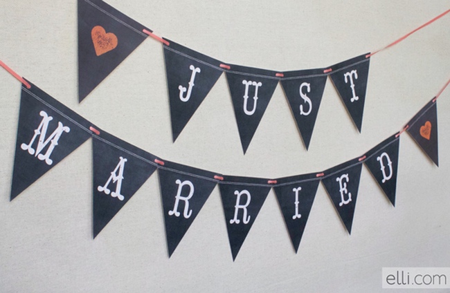 Chalkboard Wedding Ideas Free Printables Chalkboard Just Married Bunting