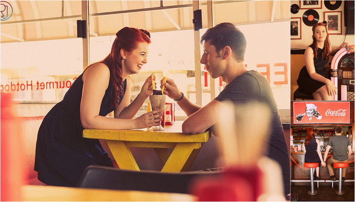 Fifties Style Diner Engagement Shoot