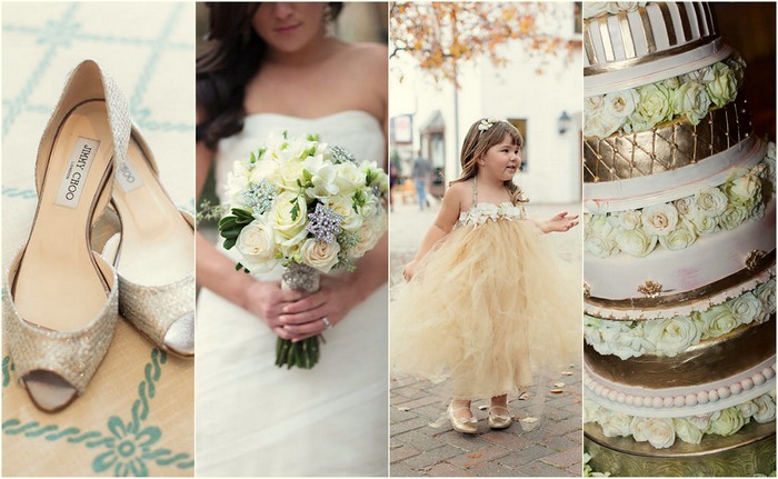 Glamorous Gold, Green & White Wedding