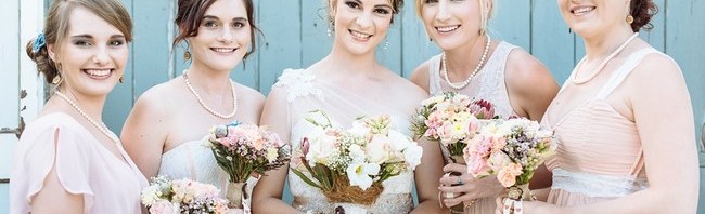 Bridesmaids :: Pretty paper Flower, Rustic Blush Farm Wedding :: South Africa :: Louise Vorster Photography :: Seen on ConfettiDaydreams.com