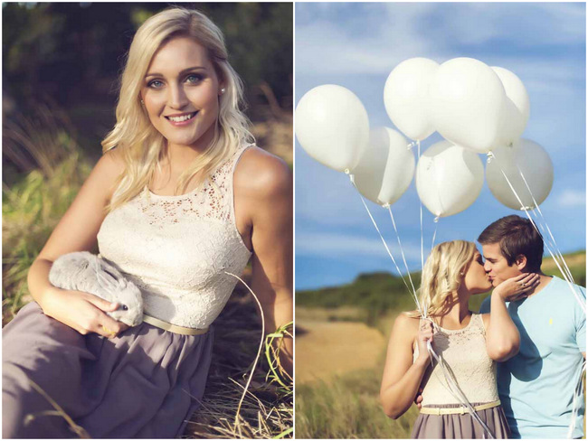 Bunnies and Balloons: A Fun, Furry Engagement Shoot {Claire Thomson Photography}