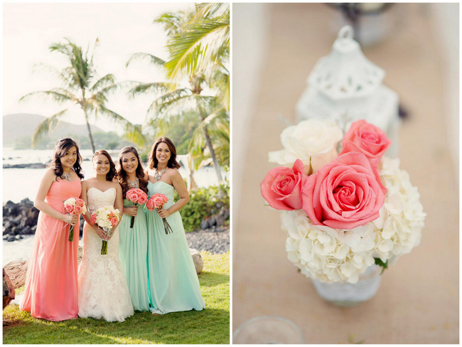 Rustic Coral & Mint Destination Beach Wedding // BellaEva Photography