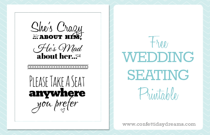 Free Printable Wedding Download: Pick A Seat Sign