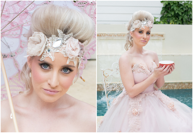 Delightfully Decadent Cream and Pink Marie Antoinette Wedding {Ninique Fashion Photography}