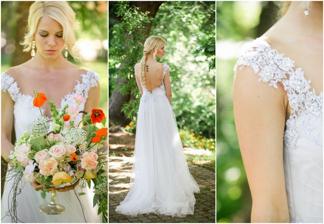 Whimsical Garden Wedding in Peach and Silver Grey {Nikki Meyer Photography}