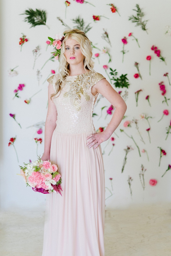 Soft Pink and Gold Wedding Dress Inspiration {Debbie Lourens Photography}