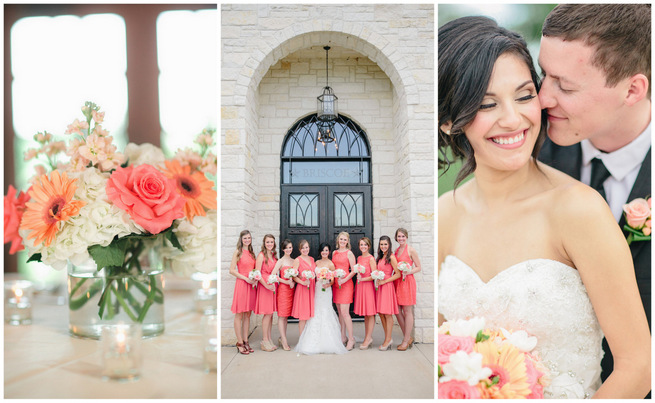 Cute Coral Gray wedding at Briscoe Manor, Houston, by Luke and Cat Photography