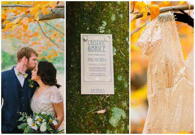 Gatsby-Inspired Autumn Birch House Wedding {Chloe Luka Photography}
