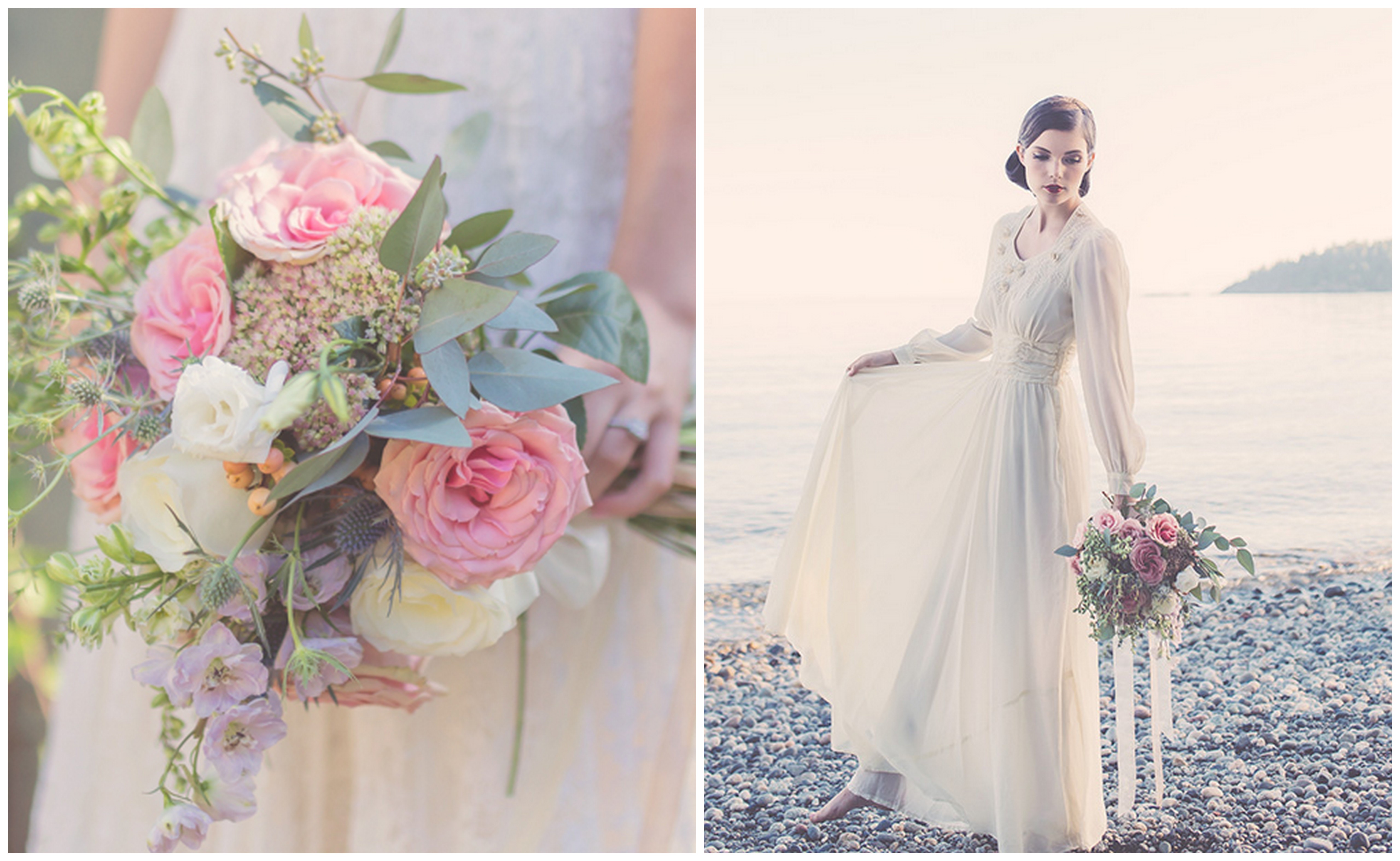 Vintage Beach Bride Editorial in pastel