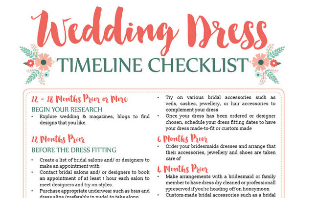 Wedding Dress Planning Timeline {Printable Download}