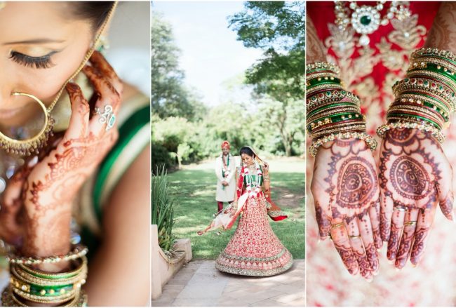 Dazzling Traditional Hindu Wedding Ceremony in Emerald + Red {CJ Smith}