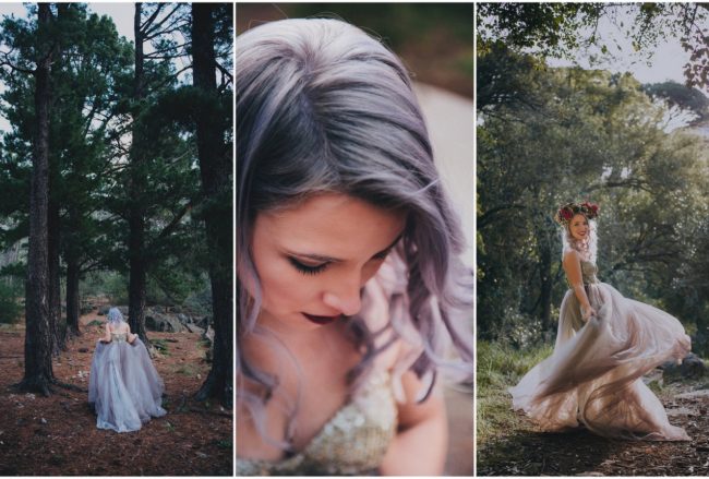 Alternative Bride in Gold + Purple Wedding Dress Rocking Lilac Hair! {Lauren Pretorius Photography}