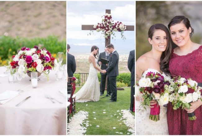 Intimate Outdoor Marsala and Burgundy Wedding {Melissa Jill Photography}