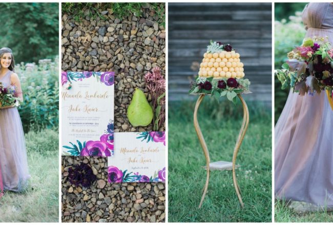 Purple and Gold Rustic Chic Wedding