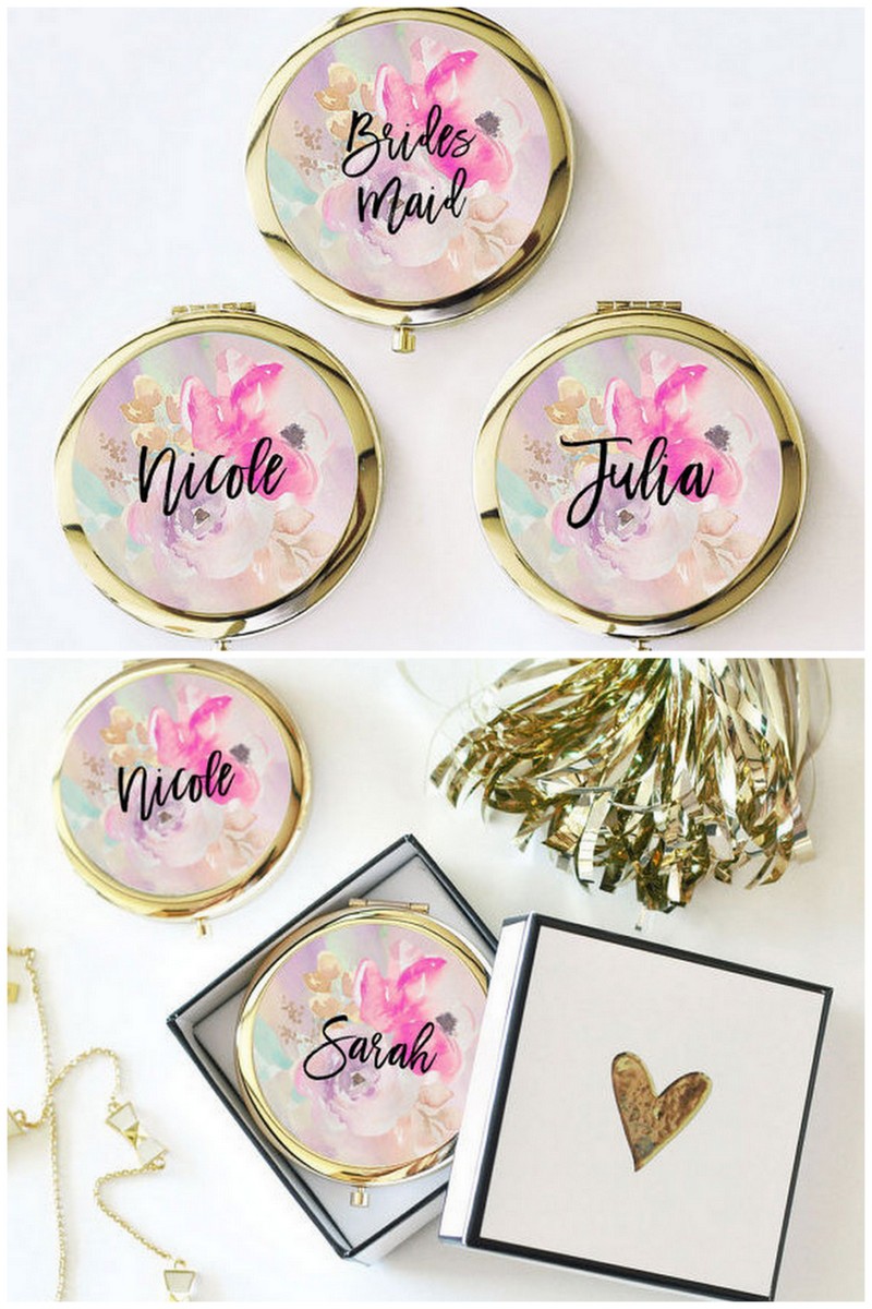 20 Bridesmaids Gifts Bridesmaid Jewelry Custom Bags Under 10 Above These Personalized Compact Mirrors Bridesmaid Gifts Are Perfect For Your Squad To Pop In Their Purses Or Make Up Bags Emergency Touch Ups