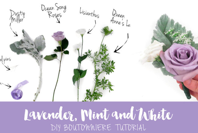 Easy Lavender Mint and White DIY Boutonniere Tutorial