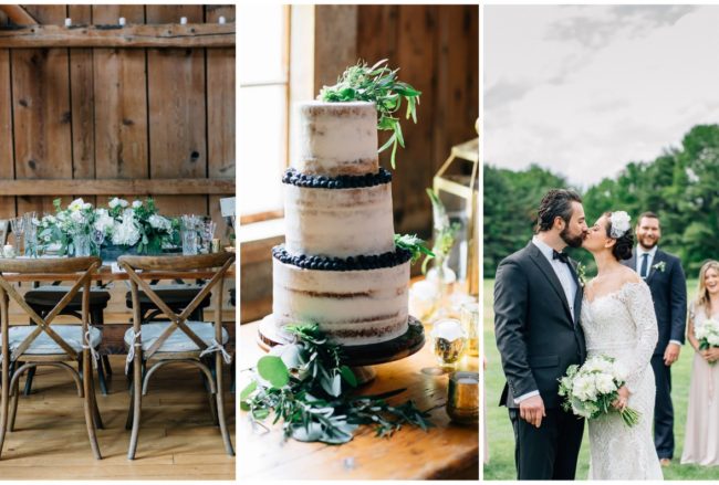 Elegant Barn Wedding with Neutrals, Gold + Greenery {Maine Tinker Photography}