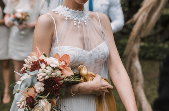 Burnt orange and greenery farm wedding