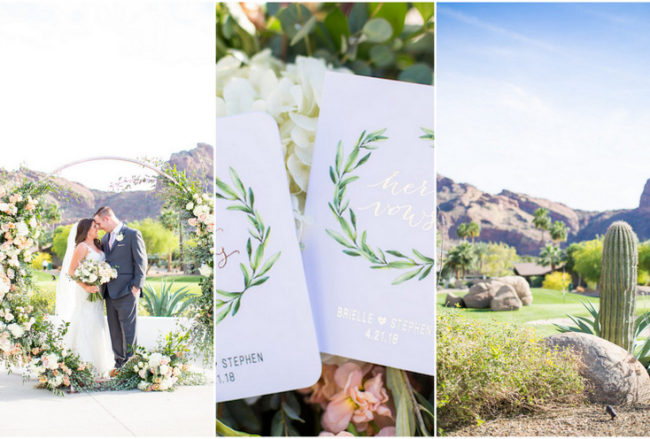 Blush + Mint Arizona Wedding with Circular Floral Arch at Mountain Shadows