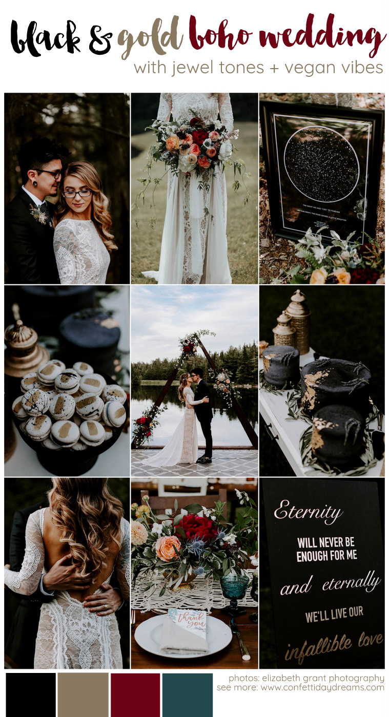 Black and Gold Boho Vegan Wedding