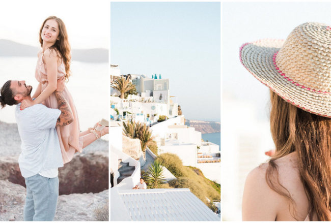 Light-filled Santorini Engagement with Destination Tips