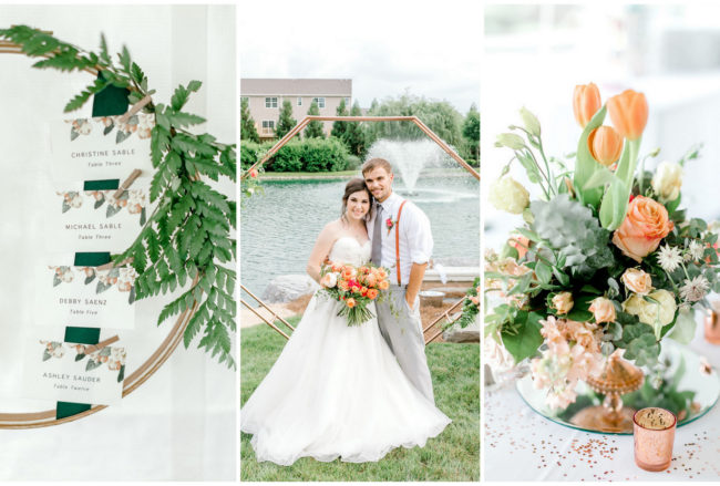 Vibrant Coral, Mint + Rose Gold Wedding with Awesome Geometric Deets