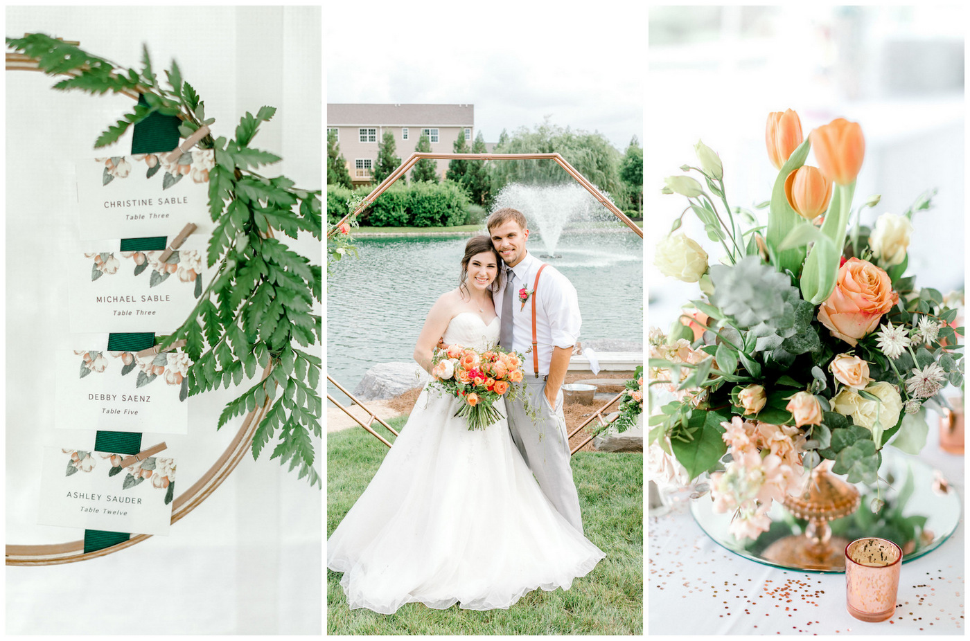 Vibrant Coral Mint Rose Gold Wedding with Awesome Geometric Deets