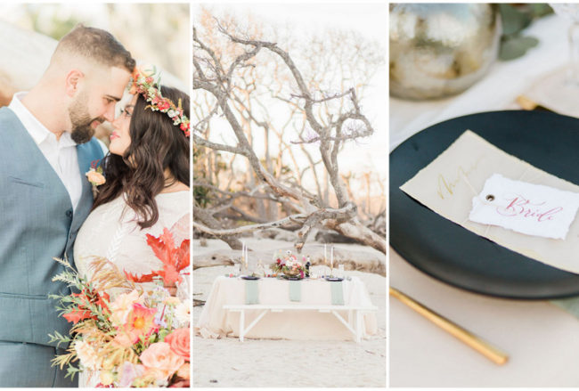 Romantic Bohemian Beach Wedding Ideas at Driftwood Beach