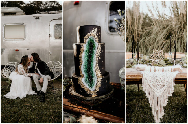 Intimate Airbus Wedding with Geode + Macrame Details