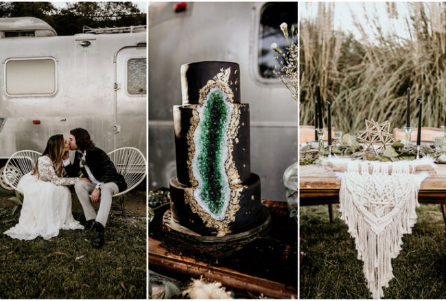 Intimate Airstream Wedding with Geode + Macrame Details