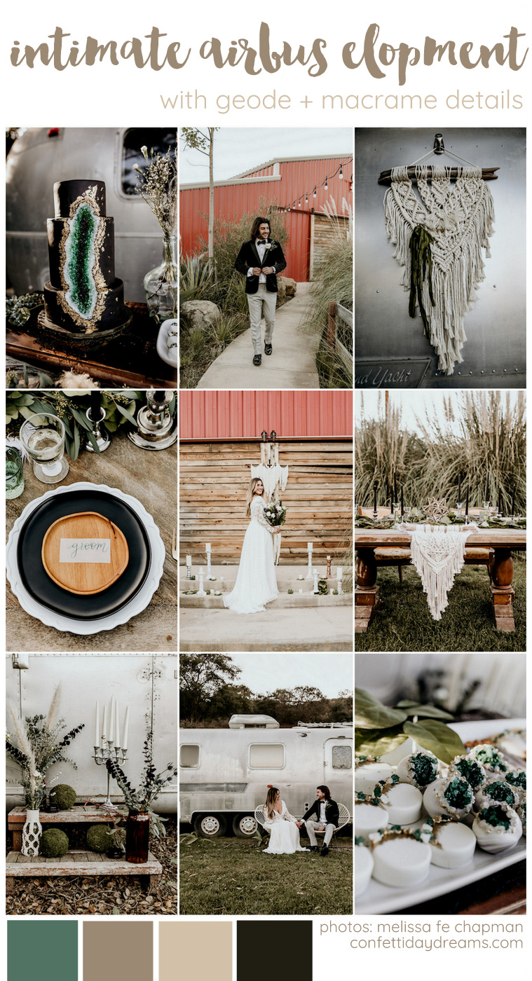 Intimate Airbus Wedding with Geode + Macrame Details