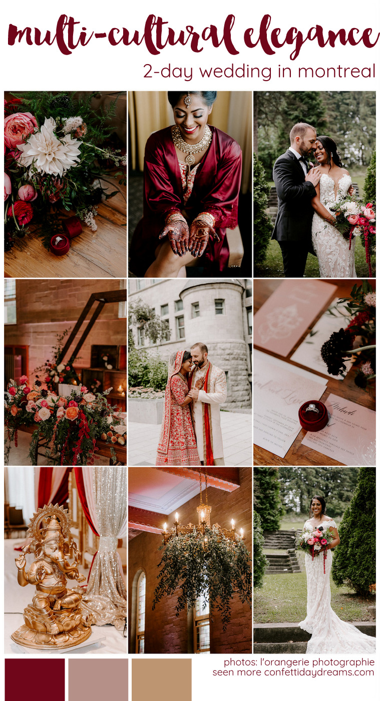 Red and Gold Indian Western Multicultural Wedding