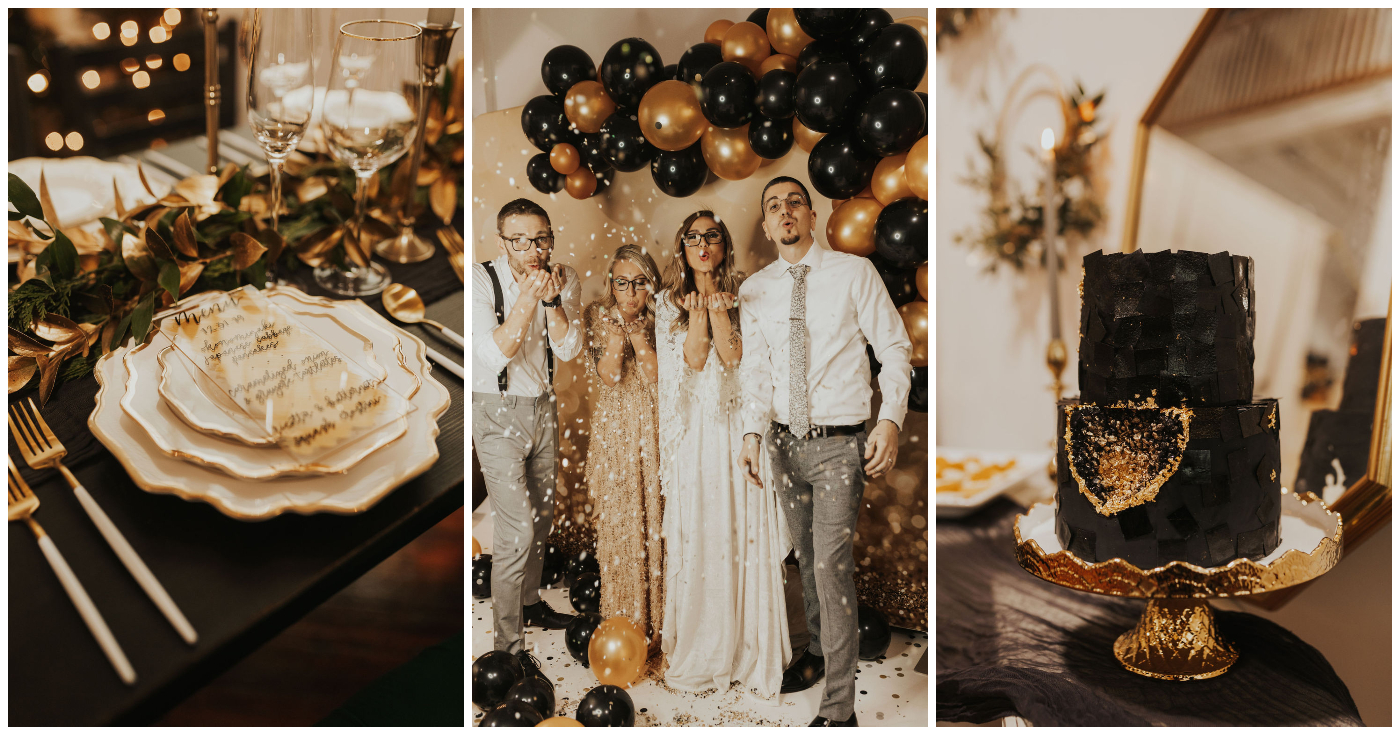 Black and Gold WInter Wedding