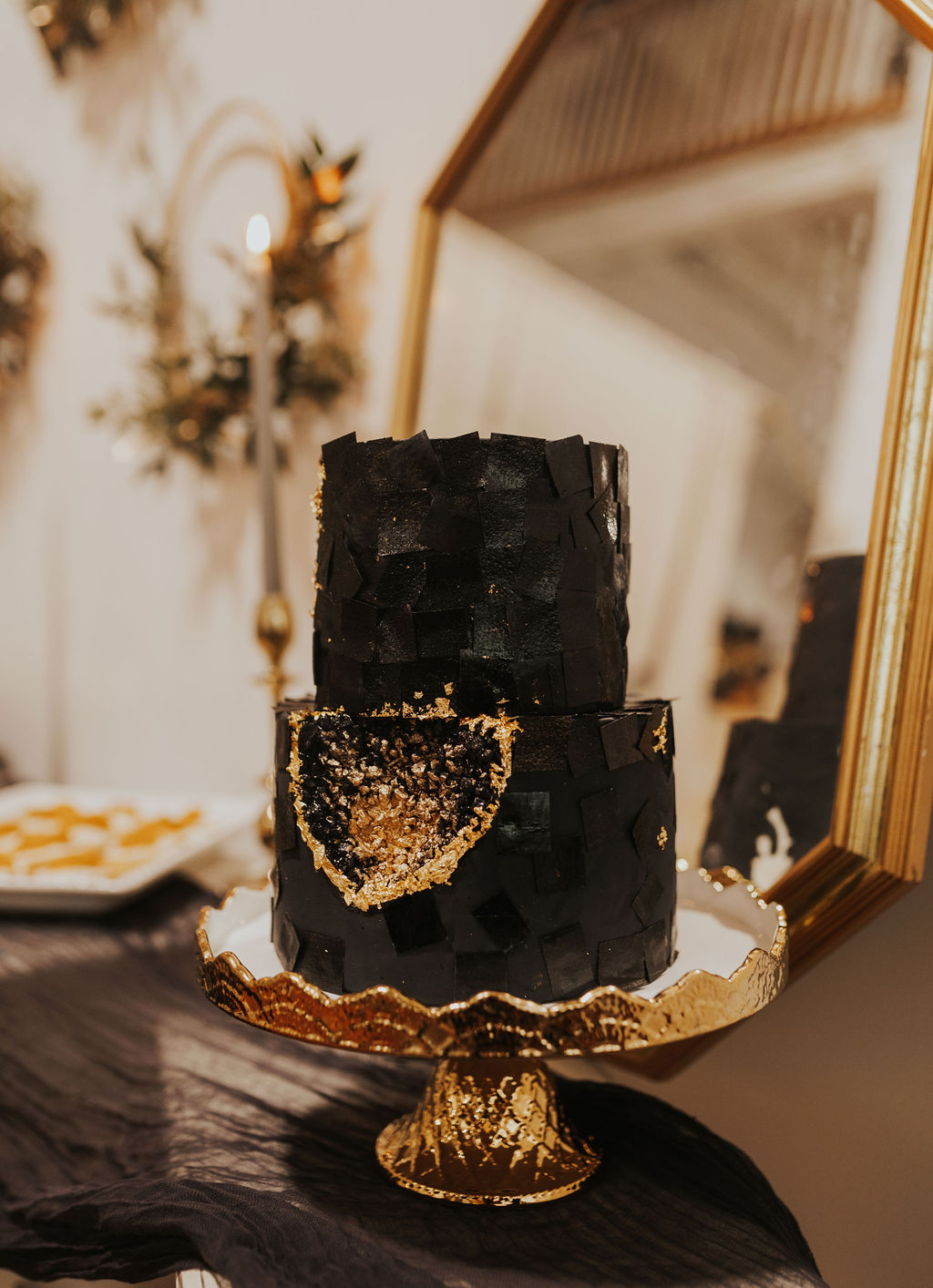 Intimate Black and Gold WInter Wedding Vegan