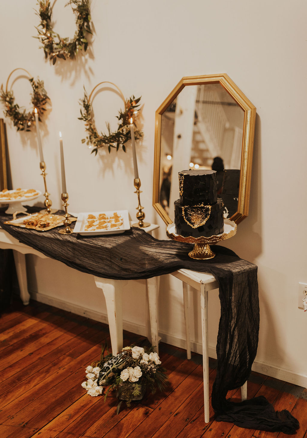 Intimate Black and Gold WInter Wedding Vegan