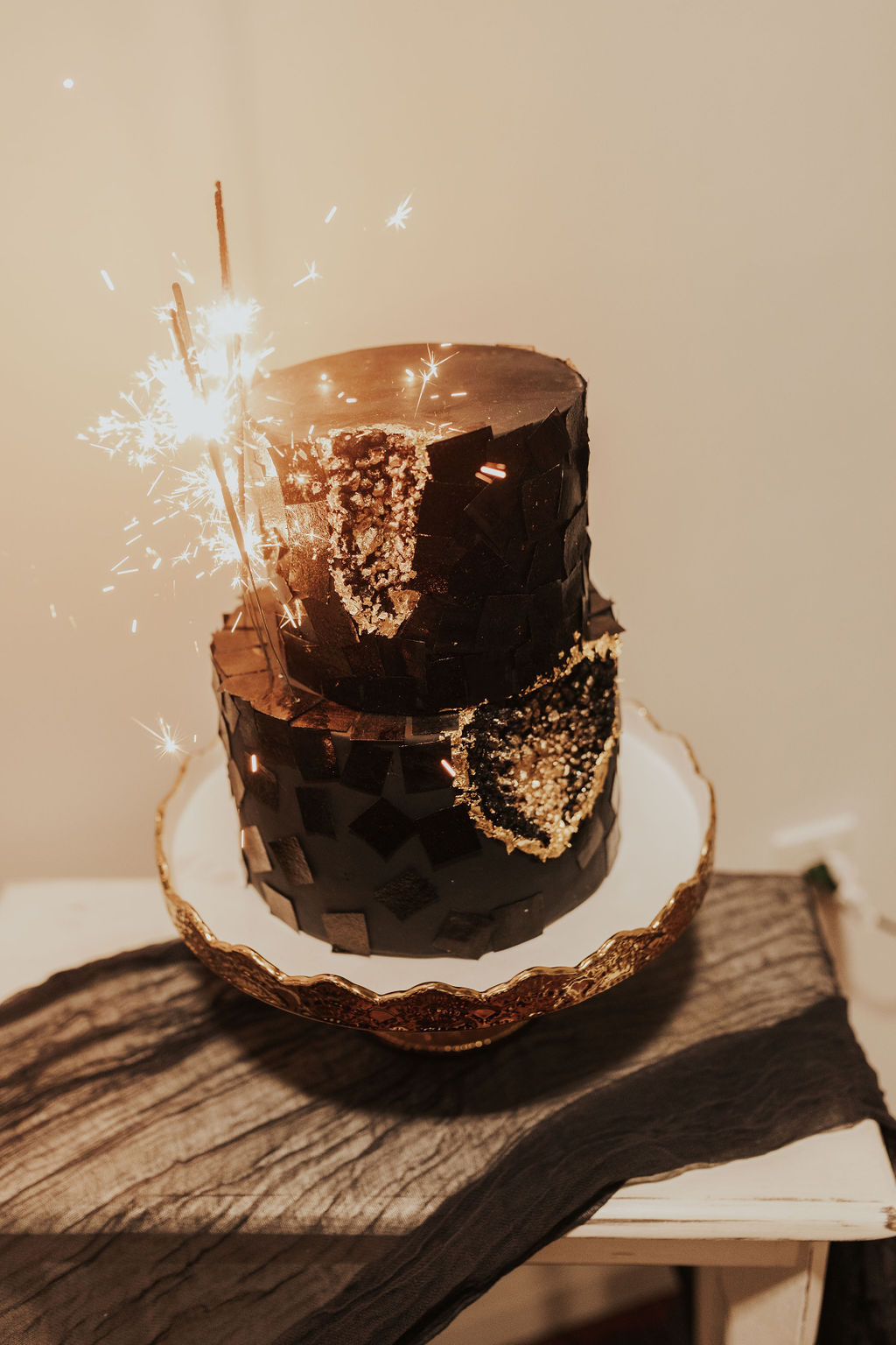 Intimate Black and Gold WInter Wedding Vegan