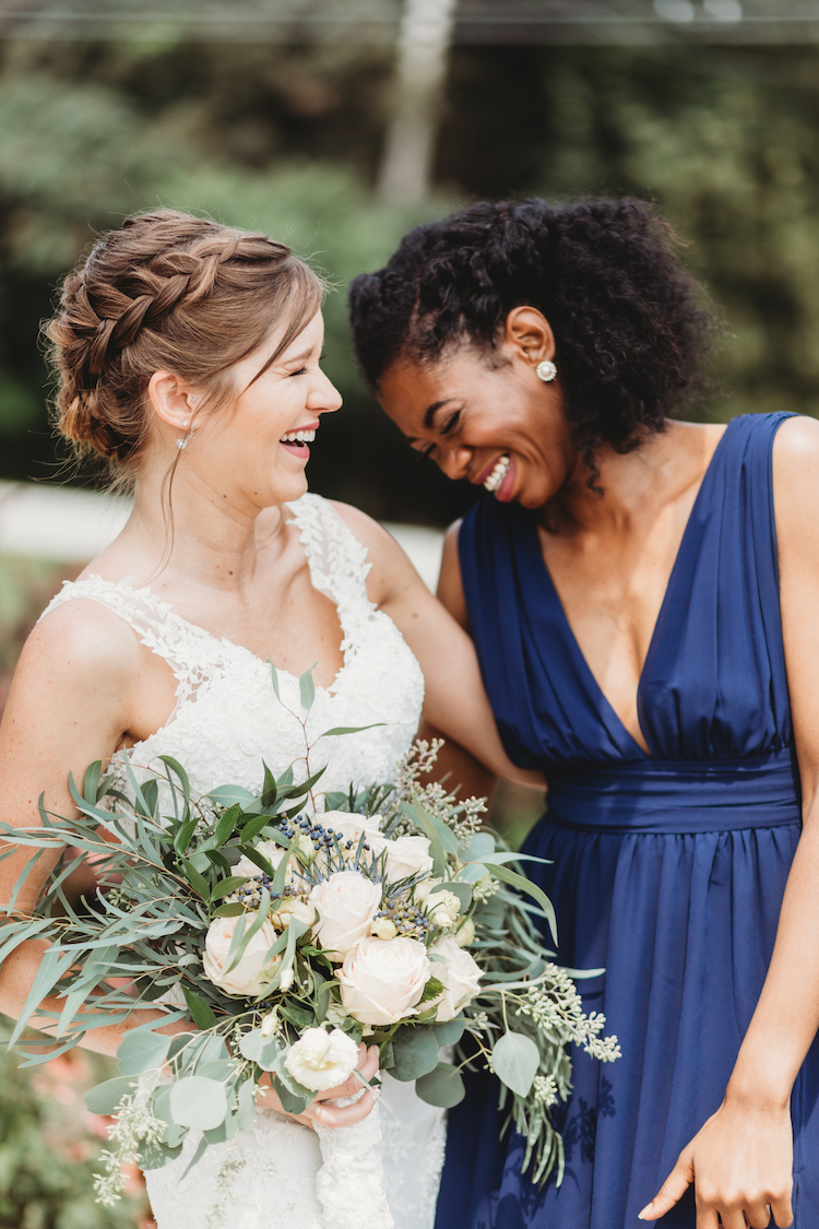 Sustainable Wedding in Navy Gold Greenery