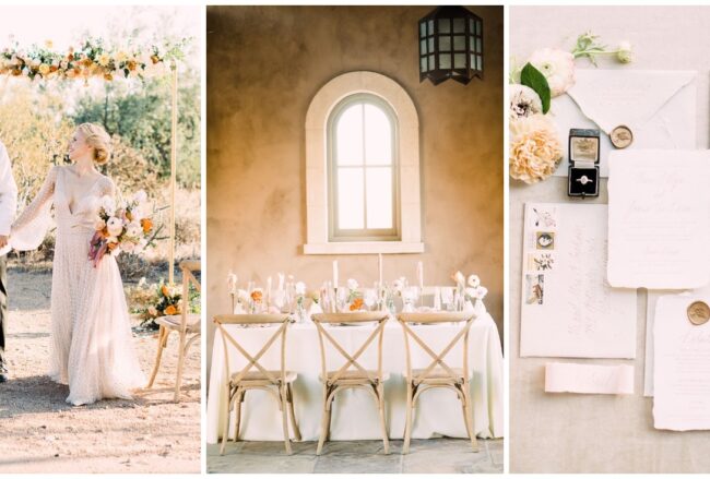 Modern Peach and Gold Elopement in Arizona