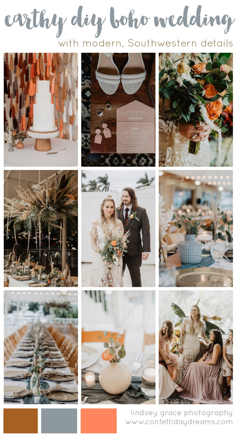 Earthy diy boho Southwestern wedding