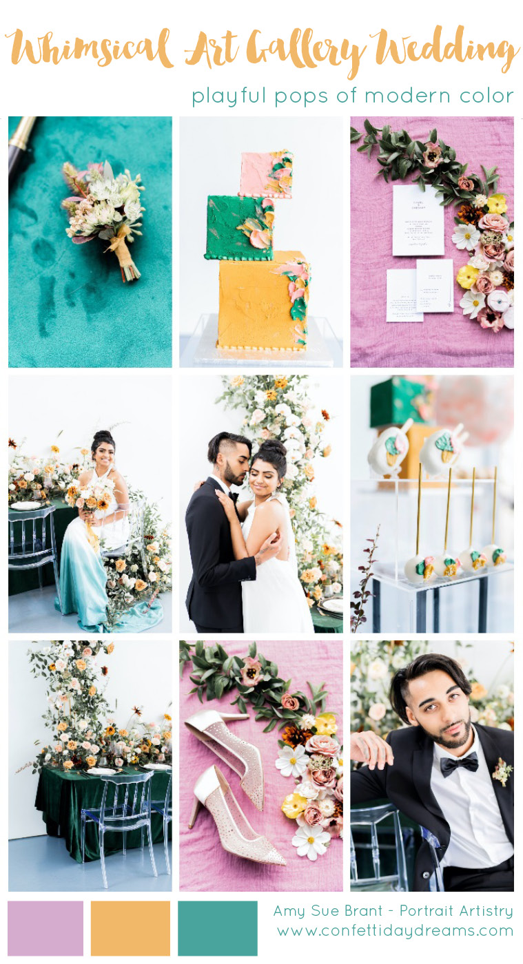 Whimsical Modern Art Gallery Wedding