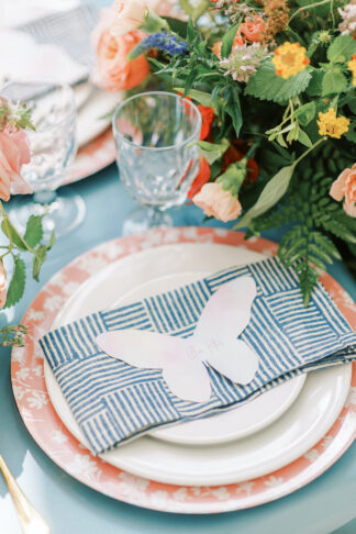 Colourful Butterly Wedding Place Setting