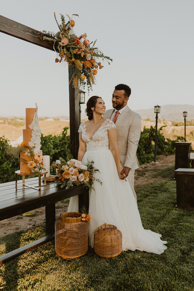 Rust Terracotta + Burnt Orange Sunset Wedding at Callaway Winery