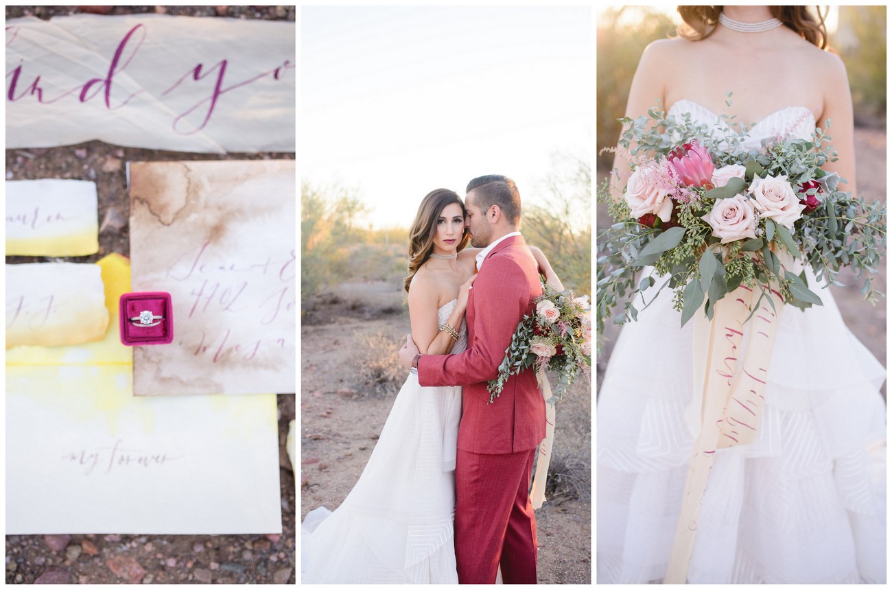 Berry + Blush Desert Wedding with Calligraphy Details  {Marisa Belle Photography}