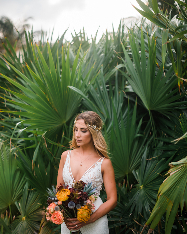 Check out this Copper, Geometric + Boho Beach Wedding in Cancun!