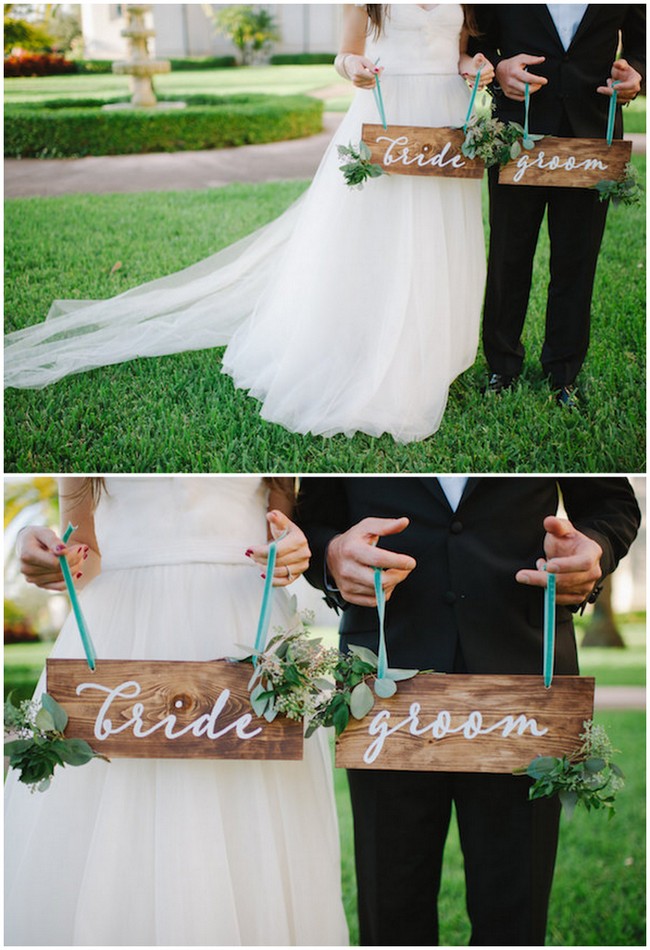 Senor and Senora wedding signs! See 20 more cute and creative ideas here: https://confettidaydreams.com/mr-and-mrs-signs/