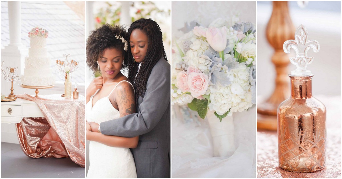 Beautiful Rose, Gold + Ivory Glitter Wedding Ideas {Casey Hendrickson Photography}